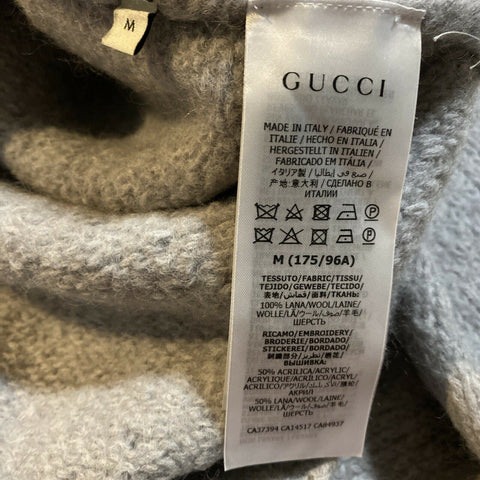 NWT $1600 Gucci Men Wool Crewneck Sweater Light Gray S Italy