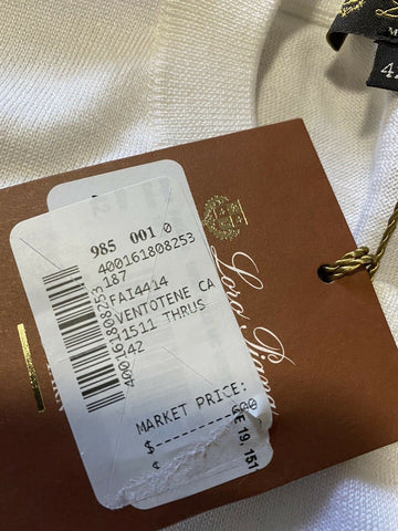 New $600 Loro Piana Ventotene Top Blouse Color While Size 42/8 Italy