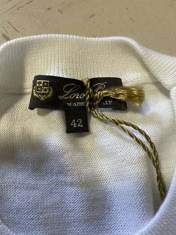 New $600 Loro Piana Ventotene Top Blouse Color While Size 42/8 Italy