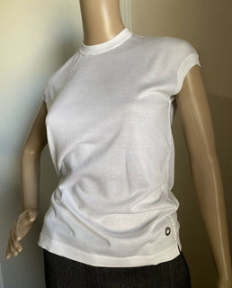 New $600 Loro Piana Ventotene Top Blouse Color While Size XL ( 50/16 ) Italy