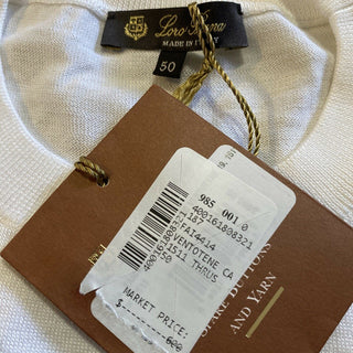 New $600 Loro Piana Ventotene Top Blouse Color While Size XL ( 50/16 ) Italy