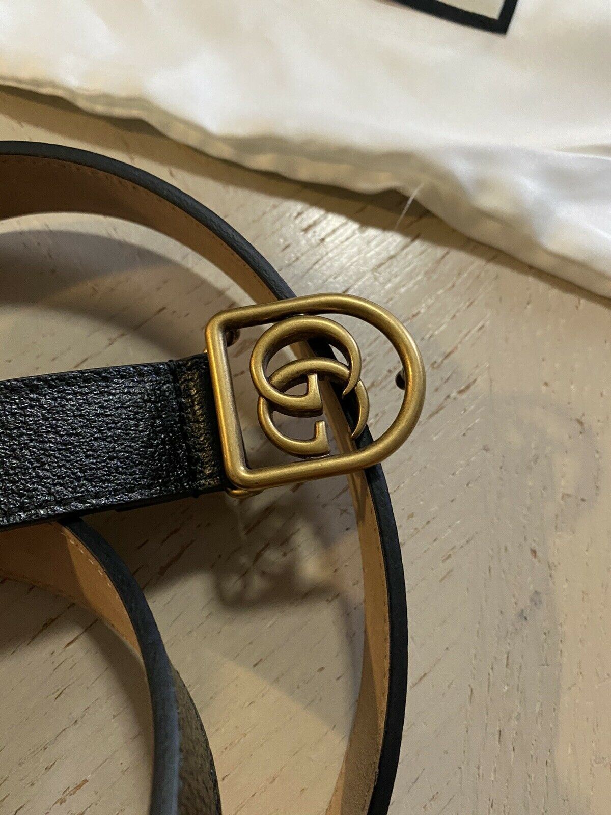 New  Gucci Mens Genuine Leather GG Belt Black 105/42 Italy