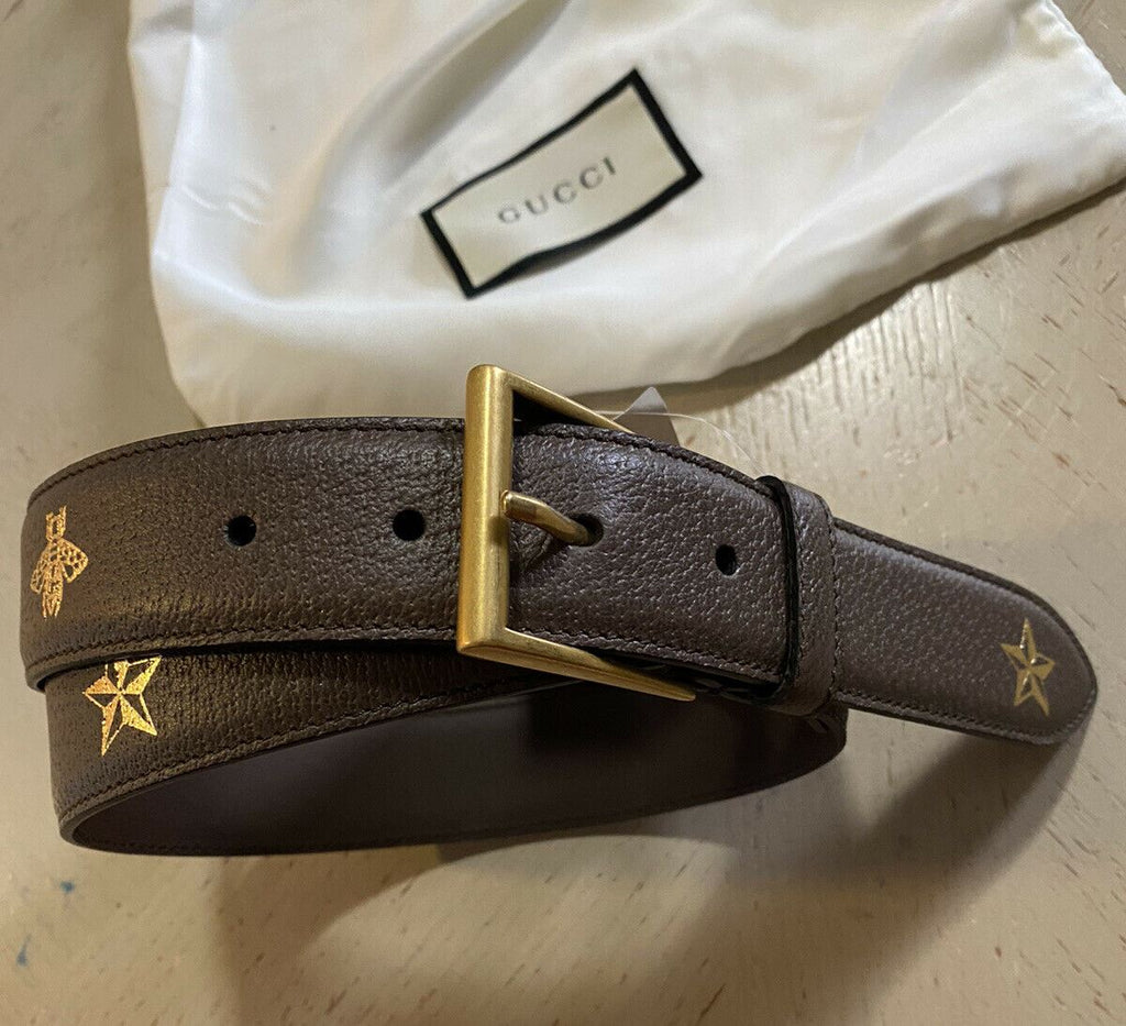 New Gucci Mens Genuine Leather Belt Brown 85/34 Italy