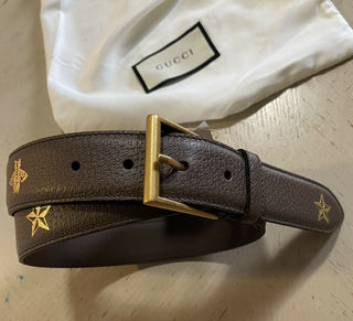 New Gucci Mens Genuine Leather Belt Brown 85/34 Italy