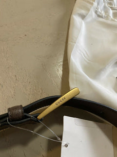 New Gucci Mens Genuine Leather Belt Brown 85/34 Italy