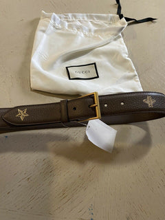 New Gucci Mens Genuine Leather Belt Brown 85/34 Italy