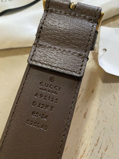 New Gucci Mens Genuine Leather Belt Brown 85/34 Italy