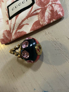 New Authentic GUCCI Sylvie Women Vintage Web GG Ring Size XS Italy
