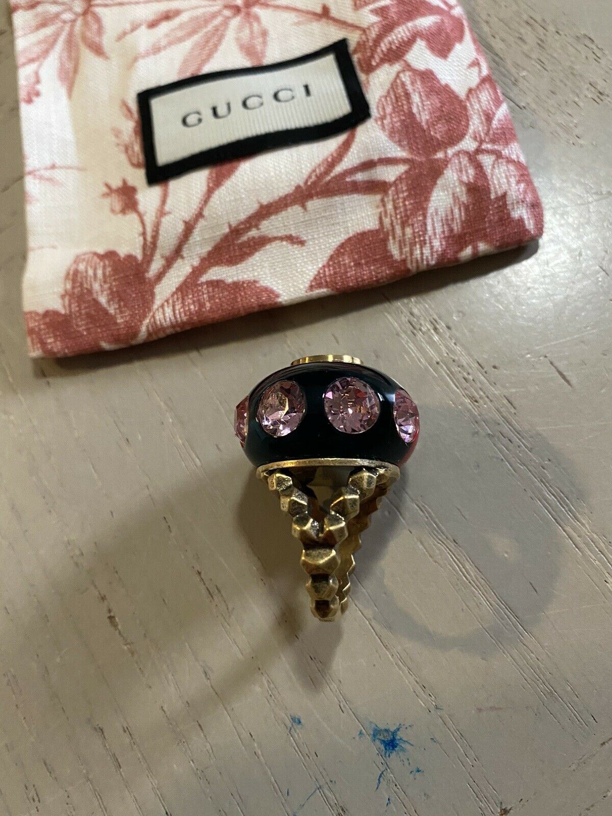 New Authentic GUCCI Sylvie Women Vintage Web GG Ring Size XS Italy
