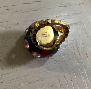 New Authentic GUCCI Sylvie Women Vintage Web GG Ring Size XS Italy