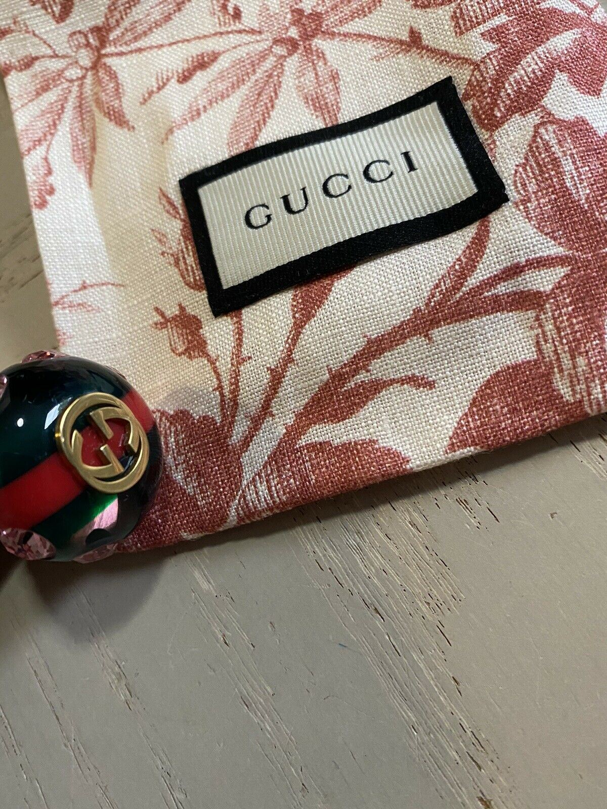 New Authentic GUCCI Sylvie Women Vintage Web GG Ring Size XS Italy
