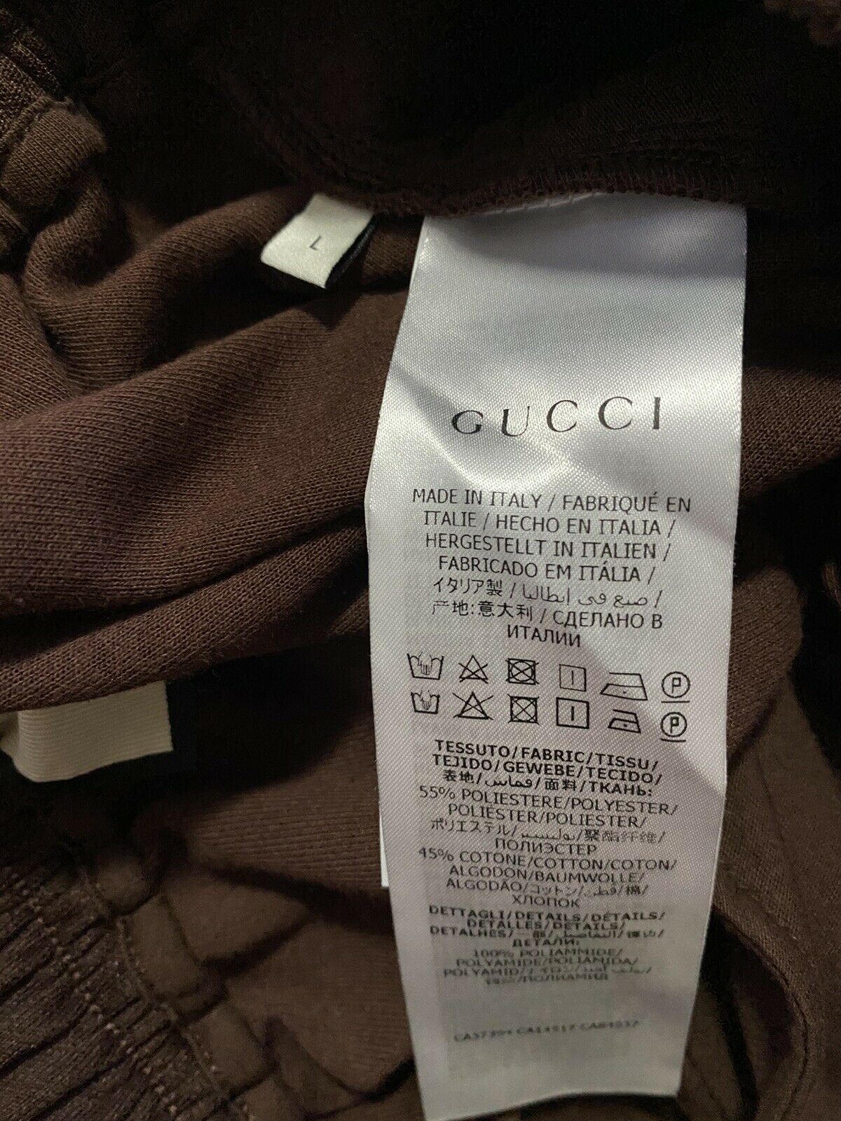Новые мужские длинные короткие спортивные брюки Gucci за 1100 долларов, коричневые, размер L, сделано в Италии