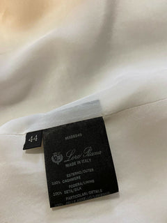 Neu $5395 Loro Piana Damen Kaschmir/Leder Langer Jackenmantel Weiß 44/10 Italien