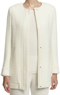 Neu $5395 Loro Piana Damen Kaschmir/Leder Langer Jackenmantel Weiß 44/10 Italien