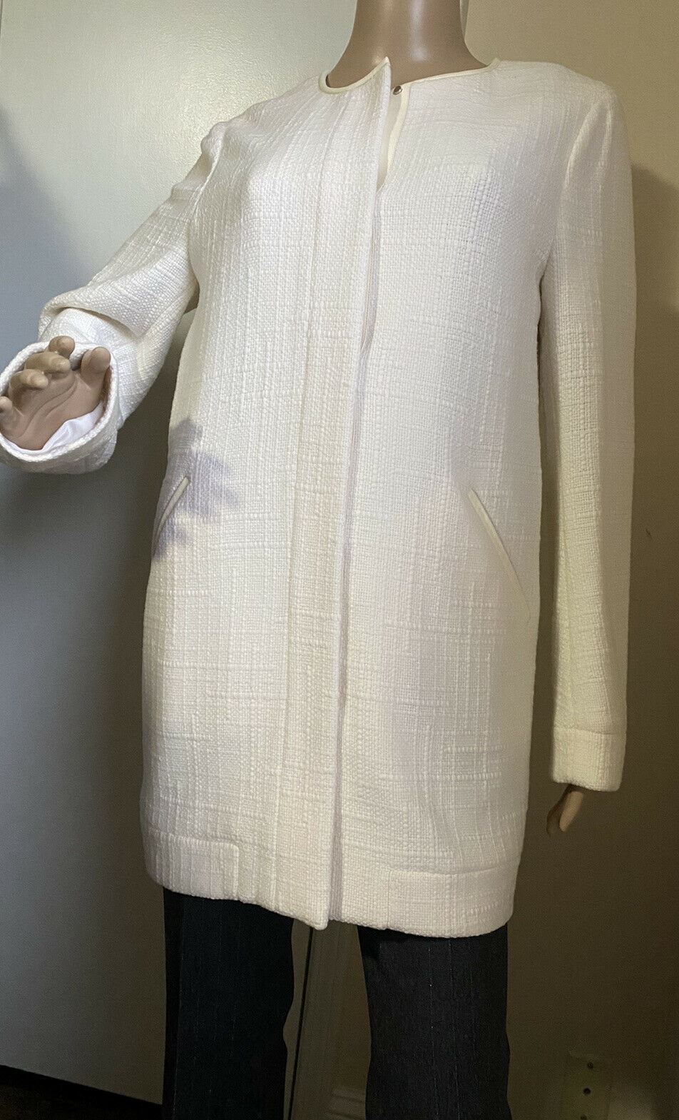 Новая женская длинная куртка из кашемира/кожи Loro Piana, $5395, белое пальто 44/10, Италия