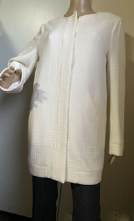 Neu $5395 Loro Piana Damen Kaschmir/Leder Langer Jackenmantel Weiß 44/10 Italien