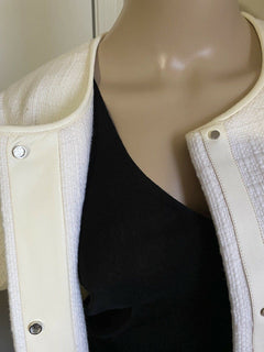 Neu $5395 Loro Piana Damen Kaschmir/Leder Langer Jackenmantel Weiß 44/10 Italien