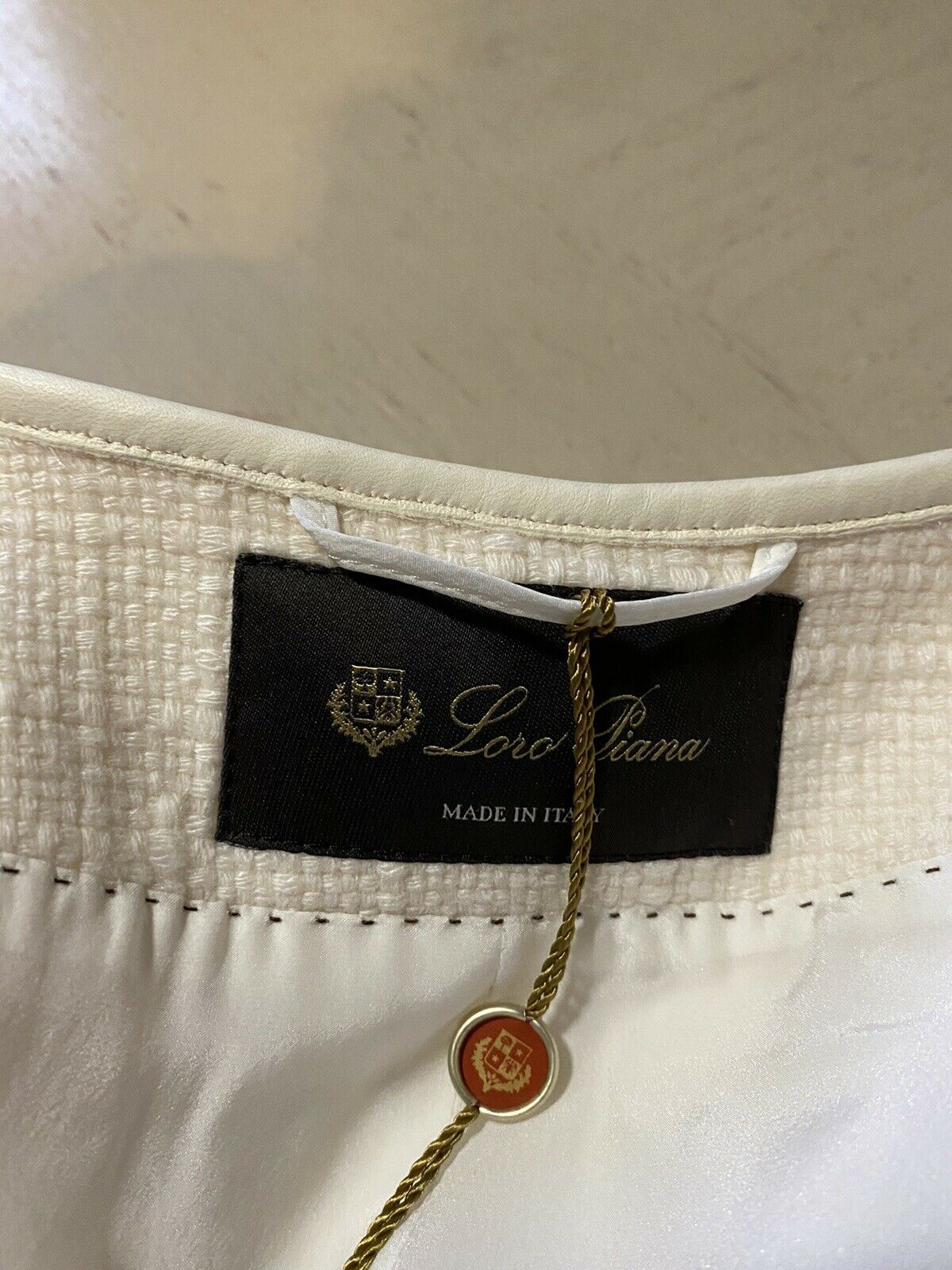 New $5395 Loro Piana Women  Cashmere/Leather Long Jacket Coat White 44/10 Italy