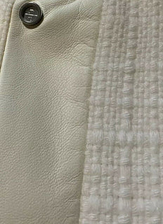 Neu $5395 Loro Piana Damen Kaschmir/Leder Langer Jackenmantel Weiß 44/10 Italien