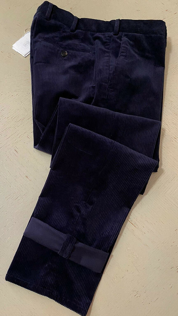 Neu mit Etikett: 775 $ Brunello Cucinelli Herren-Cord-Samthose, Marineblau, 36 US/52 EU, Italien
