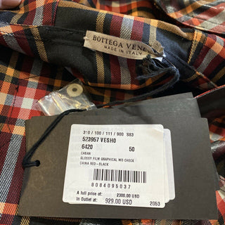 Neu $2300 Bottega Veneta Herren Kapuzenjacke Hemd Schwarz/Rot Größe M US (50 Eu)