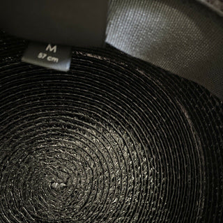 NWT $695 Saint Laurent Small Boater Hat In Varnished Straw Black M Italy