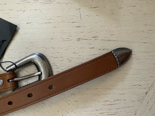 Neuer 495 $ Saint Laurent Folk Double-Loop-Gürtel für Herren DK Brown 34/90 Italien