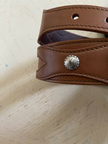 Новый мужской ремень с двойной петлей Saint Laurent за 495 долларов США, коричневый 32/85, Италия