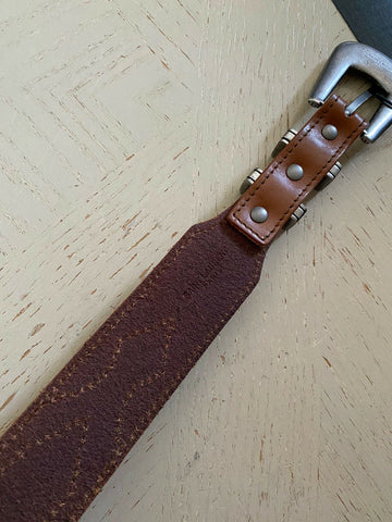 Новый мужской ремень с двойной петлей Saint Laurent за 495 долларов США, коричневый 32/85, Италия