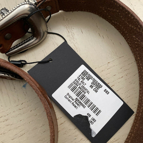 Новый мужской ремень с двойной петлей Saint Laurent за 495 долларов США, коричневый 32/85, Италия