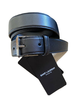 Neuer Saint Laurent Herrengürtel mit Rollschnalle, Schwarz, 30/80, Italien