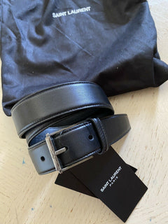 Neuer Saint Laurent Herrengürtel mit Rollschnalle, Schwarz, 30/80, Italien