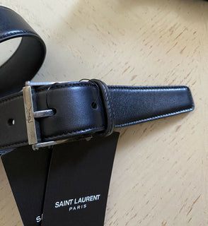Neuer Saint Laurent Herrengürtel mit Rollschnalle, Schwarz, 30/80, Italien