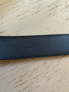 Neuer Saint Laurent Herrengürtel mit Rollschnalle, Schwarz, 30/80, Italien
