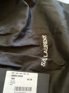 Neuer Saint Laurent Fetiche-Gürtel mit Schnalle aus glänzendem Moroder-Leder in Schwarz 36/95
