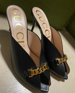 NIB Gucci Damen Sandalenschuhe Schwarz 9 US (39 Eu) 645444 Italien