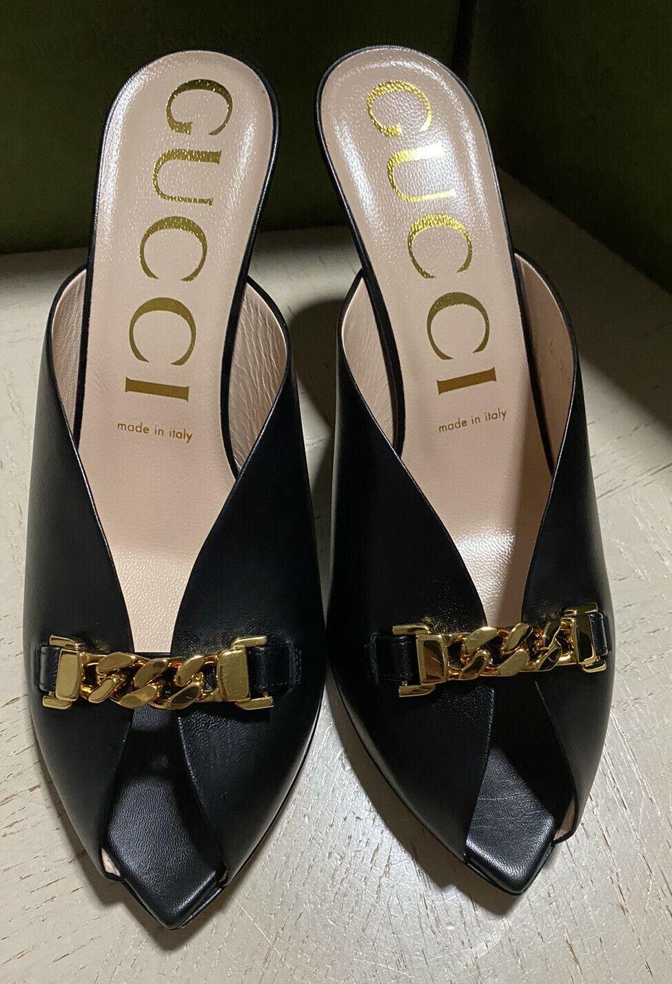 NIB Gucci Women’s Sandal Shoes Black 9 US ( 39 Eu ) 645444 Italy