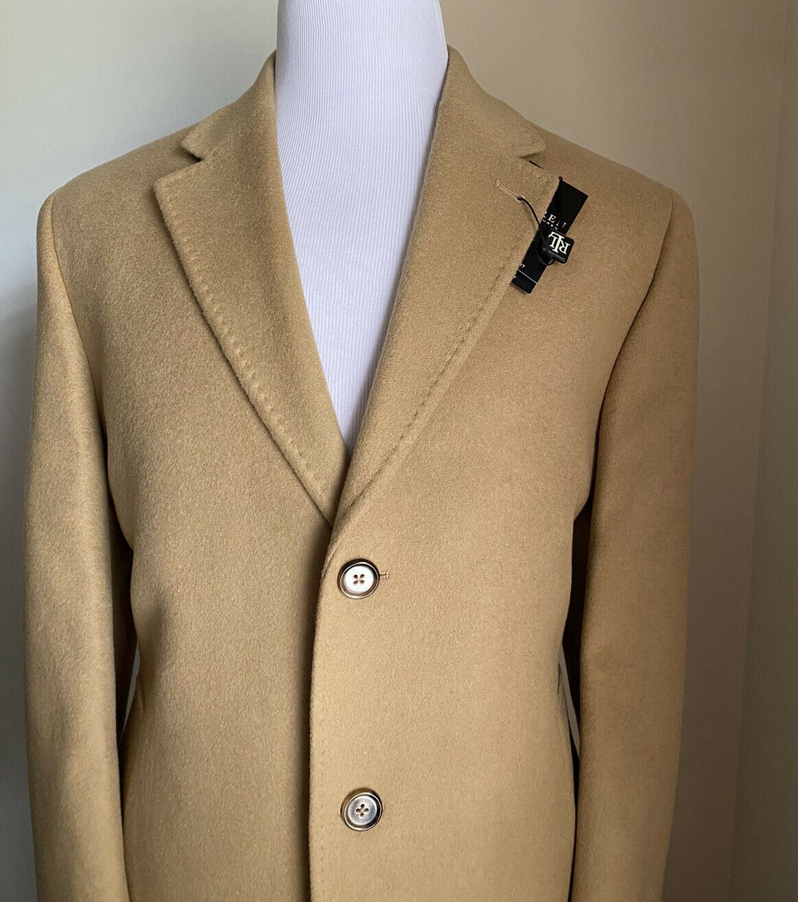 New $495 Ralph Lauren Men Overcoat Coat Camel 44 US ( 54 Eu )