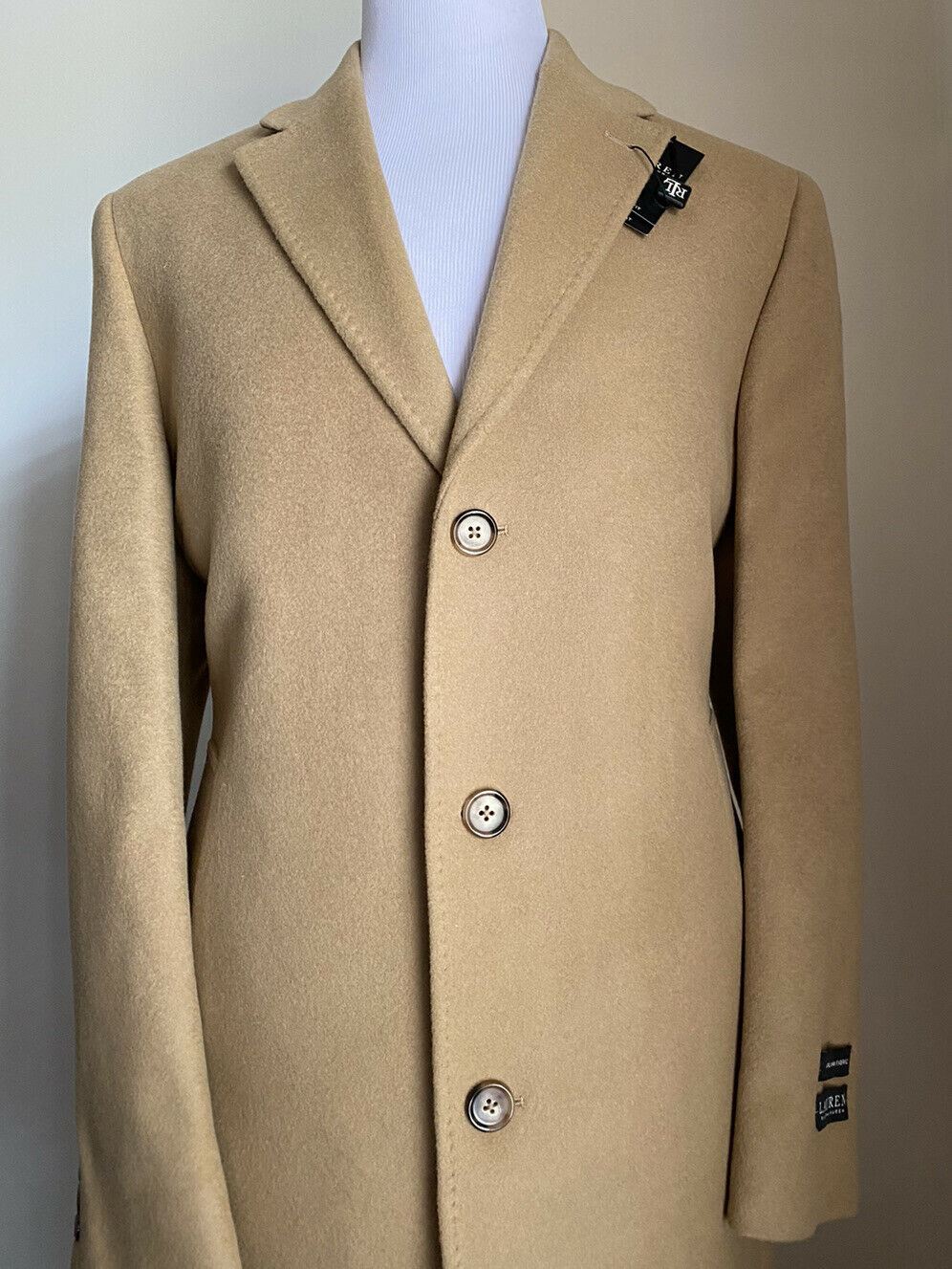 Neu $495 Ralph Lauren Herren Mantel Mantel Camel 44 US ( 54 Eu )