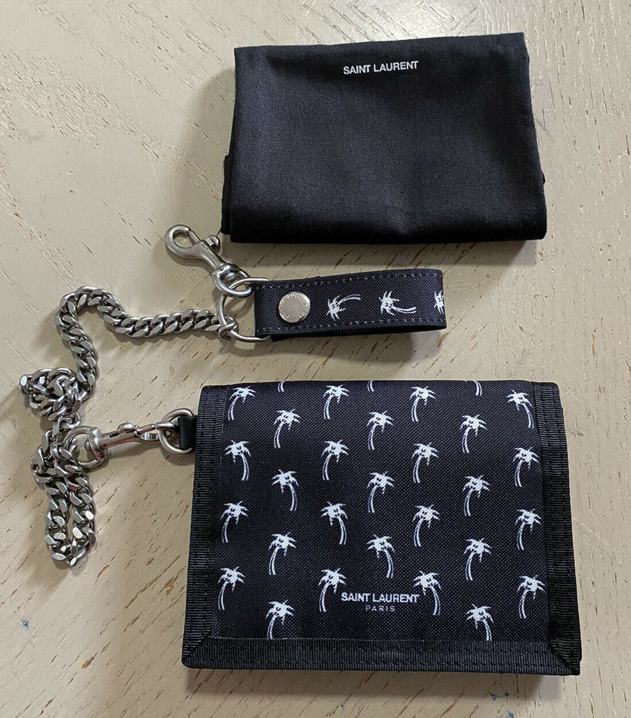 Новый кошелек Saint Laurent BUFFALO из черного нейлона с принтом пальм 586279