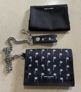 Новый кошелек Saint Laurent BUFFALO из черного нейлона с принтом пальм 586279