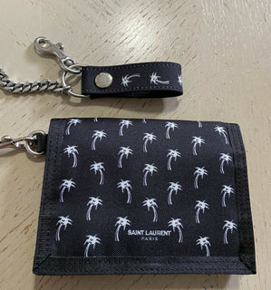 Новый кошелек Saint Laurent BUFFALO из черного нейлона с принтом пальм 586279