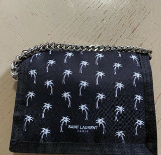 Новый кошелек Saint Laurent BUFFALO из черного нейлона с принтом пальм 586279