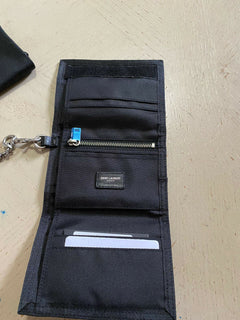Новый кошелек Saint Laurent BUFFALO из черного нейлона с принтом пальм 586279