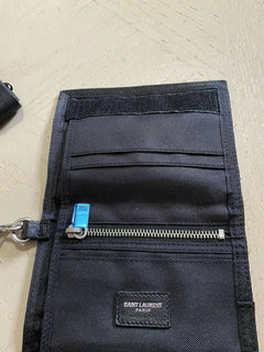 Новый кошелек Saint Laurent BUFFALO из черного нейлона с принтом пальм 586279