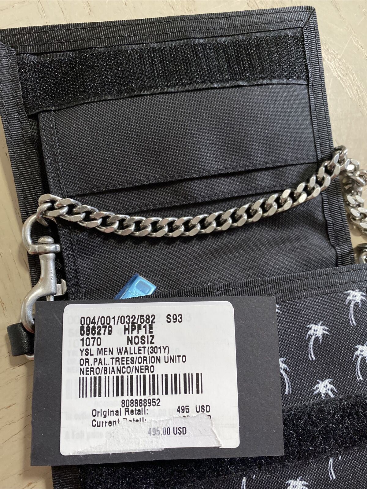 Новый кошелек Saint Laurent BUFFALO из черного нейлона с принтом пальм 586279