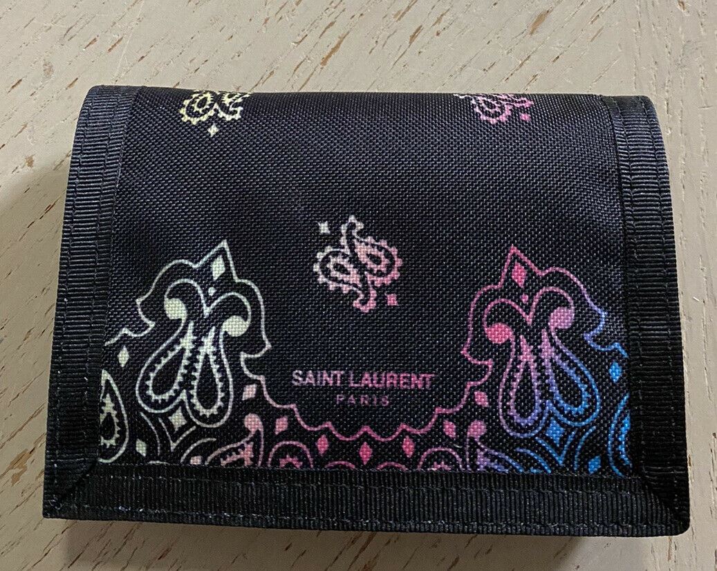 Новый кошелек Saint Laurent BUFFALO Tiny из черного нейлона с банданой 556433