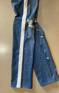 Neu mit Etikett: 995 $ Balmain Herren Distressed Side Tope Jeans Blau 30 (gemessen 32)