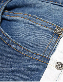 Neu mit Etikett: 995 $ Balmain Herren Distressed Side Tope Jeans Blau 30 (gemessen 32)