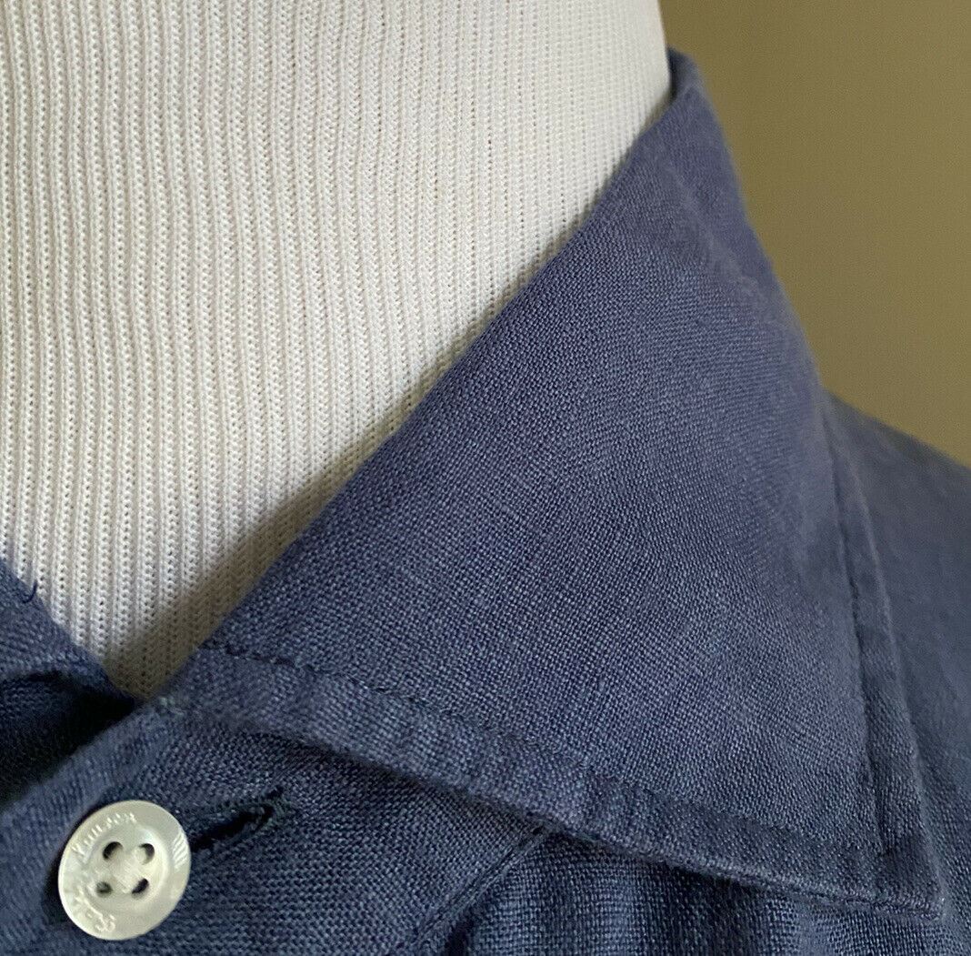 NWT  Ralph Lauren Purple Label Men Linen Shirt Blue XL Italy